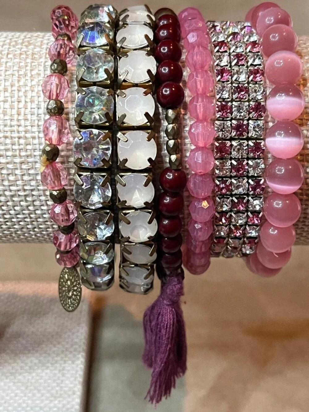 Romantic Rose & Crystal Multi-Layer Statement Bracelet Stack